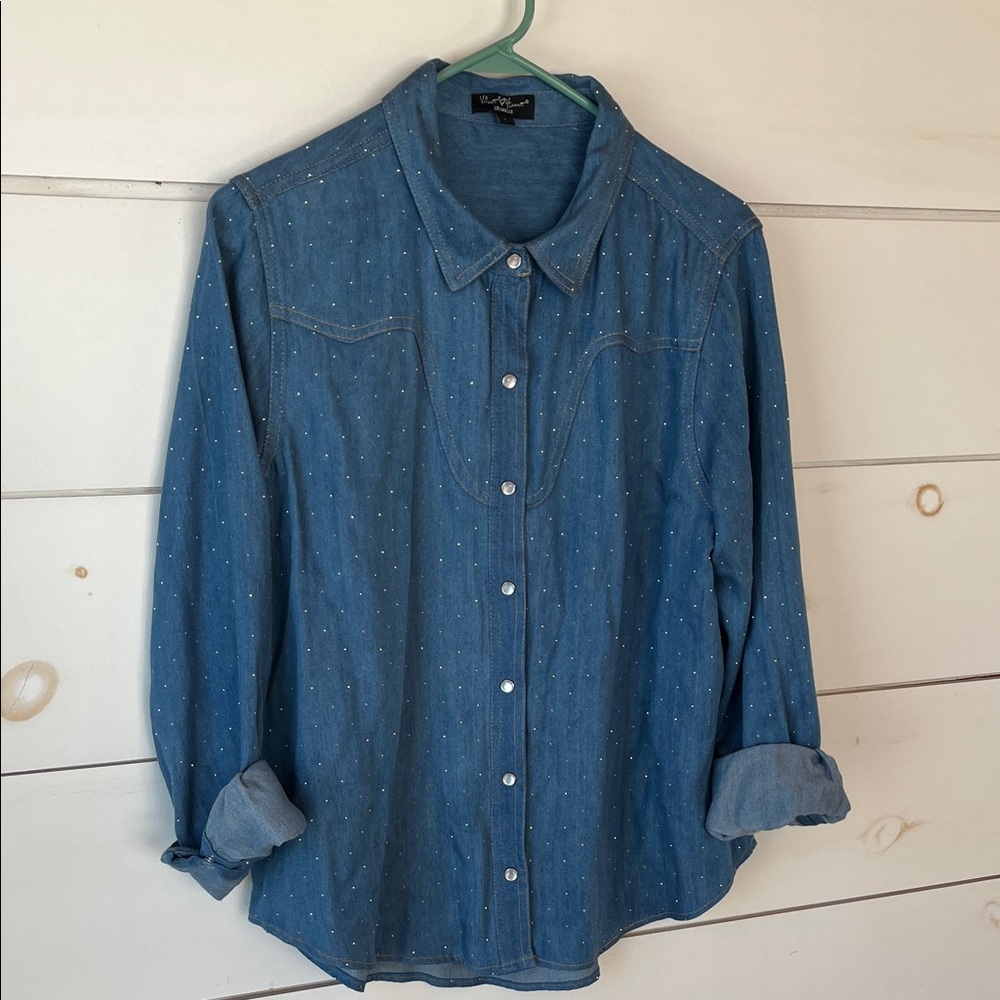 Blue Sparkle Button Up Shirt